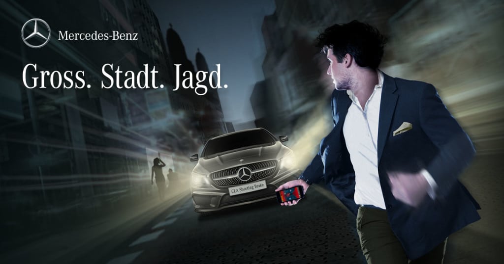 Promotion image for Gross. Stadt. Jagd. featuring the hunter car